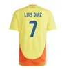 2024 Colombia Soccer Jerseys 1990 Valderrama Retro 23 24 25 Falcao James Футбольная рубашка Луис Диас Национальная команда Мужчина Детский Кит Camiseta de Futbol Maillot версия игрока