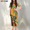Casual Dresses Noisydesigns Vintage Women Elegant Polynesian Tribal Samoan Floral Brand Design Ruffle Sleeves Sexy Party Night Clothes