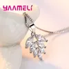 Pendant Necklaces Fashion Woman Jewelry Gifts 925 Sterling Silver Crystal Leaves Wedding Necklace Pendants