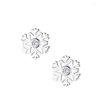 Stud Earrings Authentic 925 Sterling Silver Earring Simple Snowflake Crystal For Women Girl Wedding Party Jewelry Gift