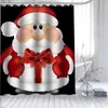 Rideaux de douche personnalisés de neige personnalisé Santa Claus Funy rideau Polyester Tissu Tissu de salle de bain étanche avec crochet 150x180cm