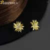 Orecchini con perno GEEZENCA 925 Sterling Silver 5A Zircone Fiore per le donne Estetica Gerbera Daisy Chic Orecchino 2024 Regalo del partito