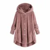 women's Autumn Winter Fi Solid Lg Sleeve Hooded Tops Jacket Ladies Warm Butt Pockets Coat Clothing Plus Size M2KC#