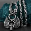 Necklaces Angel Wings Skull Pendant Ghost Head Necklace for Men High Quality Punk Charm Stainless Steel Necklace Boyfriend Jewelry As Gift