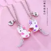 2 stuks/set leuke cartoon kat vormige hanger ketting beste vriend ketting BFF vriendschap kindersieraden meisje cadeau AB48