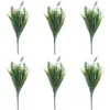 Decorative Flowers 6Pcs Artificial Plants Fake Grass With Forever-in-bloom Lavender Garden Porch Window Box Outdoor Decoration