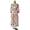 Casual Dresses Cocktail Party Dress Floral Vintage Print A-line Maxi With French Style Three Quarter Sleeves Women's High