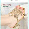 Dress Shoes Women's Crystal Open Toe Mid-heeled Fashionable Brick Simple Roman Summer Sandals Casual Beach Slippers