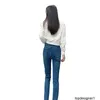 Tasarımcı Nanyou Yüksek kaliteli işlemeli mektup, zayıflama ve çok yönlü yeni stil için elastik kadın kot pantolon uuua