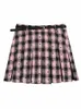 gibsie Plus Size New Pleated Mini Skirts Women 2023 Autumn Korean Preppy Style Vintage Plaid Print High Waist Y2k Short Skirts c9k7#