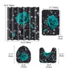 Shower Curtains 4 Pcs Rose Toilet Lid Cover And Bathroom Mat Set Accessories Curtain Sets With Magnets Tall