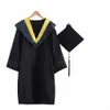 Erwachsene Graduati Kleid Cap Set Unisex Schuluniform Cosplay Bachelor Kostüm College Universität Ceremy Anzug Frauen Männer Geschenk W8aW #