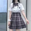 Schoolmeisje Uniform Geplooide Rokken Japanse Schooluniform Hoge Taille A-lijn Geruite Rok Sexy JK Uniformen Voor Vrouw Volledige Set XXL q4A6 #