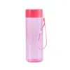 Bouteilles d'eau 500 ml bouteille transparente carrée en plastique de boisson en plastique tasse de lait de jus froid extérieur avec une fuite de corde portable