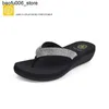 Sandals The best-selling womens slider high-quality rhinestone slope heel flap anti slip elastic pad Korean fashionable summer sandals Q240330