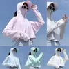 Racing Jackets Women Sun-Protective Outdoor Sports Coats Sunscreen Hat Ice Silk Sun Protection Clothing Anti UV Windbreaker With Pockets