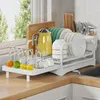 Kitchen Storage Expandable Dish Drainer Rack Countertop For Cups Plates Wine Glasses Cutting Board Racks