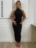 Casual Dresses Boofeenaa Sparkly Luxury aftonklänning 2024 Elegant Sexig rygglös grimma Ruched Bodycon Long Party Clubwear C92-GA40