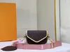 Designer di lusso New Wave Multi Crossbody Pochette in pelle M56461 Borsa a tracolla viola in tela marrone con cinturino