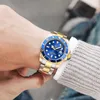 FANMIS mens luxury watch with rotatable bezel sapphire glass luminous quartz silver gold dual color stainless steel watch