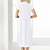 Casual Dresses Summer Women's Cotton Linen Long Dress Oversizes Spring Elegant Lady Plus Size Solid Loose With Pockets