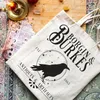 1pc "Borgin And Burkes" Crow Pattern Canvas Tote Bag, Reusable Shop Bag Christmas Halen Gift M4Uq#