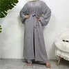 Vêtements ethniques 3 pièces Ensembles pour femmes musulmanes Long Cardigan Haut et pantalon avec poches Robe islamique Modeste Eid Ramadan Abaya Costumes Dro Otfny