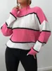 OneLink Women's Sweater Autumn Plus Size Oversize Clothing Sticking Wide White Pink Rands Pullover Turtleneck LG Sleeve Tops A3OI#