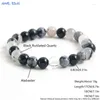 Strand MHS.SUN – Bracelet en pierre naturelle, 8MM, flocon de neige noir, perles de cristal de guérison, Yoga, méditation, énergie, bijoux extensibles pour femmes