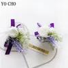 yo CHO mariage boutnière poignet corsage bracelet demoiselle d'honneur hommes corsage violet soie roses orchidée mariage bal fournitures de mariage p9Yg #