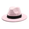 Шляпы со скупыми полями, шерстяная фетровая шляпа Fedora для женщин и мужчин, фетровый стиль в винтажном стиле с перьями, белая шляпа с плоским верхом, джазовая панамская кепка, Drop Deli Dhgarden Dhhko