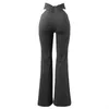 Women's Pants Girl Sexy Hollow Women High Waist Waistless Solid Color Elastic Slim Bag Hip Flared Trousers Wide Leg Sweatpants Joggers