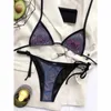 Damenbadbekleidung Sexy Glitzer Funkelnder Bikini Frauen Weiblicher Badeanzug Zweiteilige Set Halter Badende Badeanzug Schwimmen Dame K2874