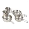 Cookware Sets Portable Cooking Pot Stainless Steel Set Outdoor Camping Equipment 5 Piece Kitchen Pots And Pans