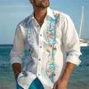 Мужские повседневные рубашки, летняя рубашка с длинным рукавом, цветными блоками, с лацканами, уличная уличная одежда на пуговицах, модная дышащая и удобная