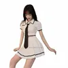 2024 HOT GIRL JK Uniform Daily Two-Piece Set Japanese Korean College School kostym Blus+Hög midja Höft Wrap-kjol Set F2YZ#