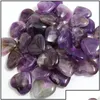 Sten sten lösa pärlor smycken naturliga kristallprydnader snidade 20x6mm hjärta ametyst chakra reiki helande kvarts mineral tumlade pärla dhcul