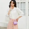 2023 nouvelle couleur unie frais et doux amour serrure chaîne Mini PVC gelée femmes sac Fi bandoulière rouge à lèvres petit sac B15X #