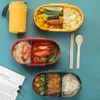 Посуда Bento Box для взрослых, обед с безопасным встроенным пластиковым набором посуды для обеда вне дома, работы, школы, пикника