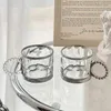 Vinglas Personliga silverpärlade mugg stora öron muggar isade amerikanska latte kaffekoppar high-end glas vatten kopp hem verktyg