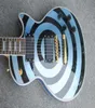 Custom Shop Zakk Wylde bullseye Métallique Bleu Noir Guitare Électrique Bloc Blanc Perle Incrustation Copie EMG Micros Passifs Or Hard2088901