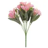 Flores decorativas Ramo de lirios Flor artificial Realista Tela de seda ornamental Falso realista