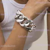 Armreif Retro Einfache Hip Hop Dicke Gliederkette Armband Damen CCB Material Übertrieben Cool Twist Thicks Armbänder Glamour Girl Schmuck T240330