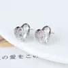 Orecchini a bottone XUANYU placcato argento di lusso fiocco di neve amore cristallo zircone semplice gioielli di moda personalizzati da donna di alta qualità