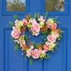 Decorative Flowers Valentine's Day Heart Wreath Pink Rose Love Door Sign Exquisite Romantic Front Decorations For