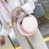 Drawstring Women Summer Hat Braided Messenger Bag Wih Bow Straw Bowling Shoulder Fashion Designed Beach Crossbody S