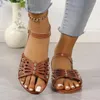Casual Shoes Roman Summer Sandals Hollow Toe Retro Elegant and Fashion Women Comfort Office For Low Heel 2024