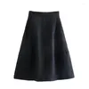 Skirts KEYANKETIAN Launch Women's Bright Effect Solid Skirt Stylish Simply Zipper High Waist A Line Mid-Calf MIDI Female