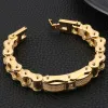 Bracelets Biker Jewelry Worn Look Biker Chain Men's Bracelets Vintage Black Stainless Steel Motorcycle Bicycle Wear CZ Bracelet For Men