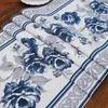 Bordslöpare modern kinesisk stil blå och vit blomma broderad med tofs hemminnesinredare dekor yq240330